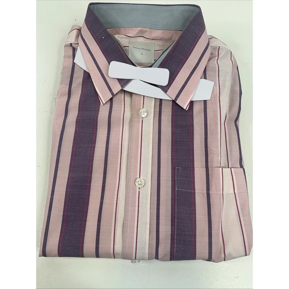 Samuel Windsor Size L Pastel Striped Long Sleeve Shirt Button Up